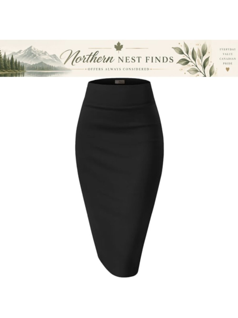 High Waist Ponte Pencil Skirt Below Knee Stretch Office Suit Skirt